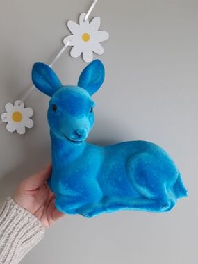 Rare Vintage Deer Blue Velvet